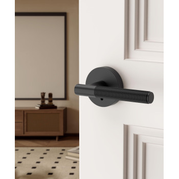 Asidrama 4 Pack Privacy Door Handles With Lock Matte Black Door Handles Interior For Bedroom Or Bathroom Heavy Duty Black Door