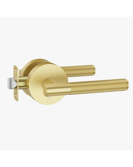 Asidrama 1 Pack Privacy Gold Door Handles Door Lever With Door Knobs Indoor For Bedroom Or Bathroom Heavy Duty Brushed Gold Do