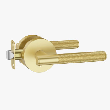 Asidrama 1 Pack Privacy Gold Door Handles Door Lever With Door Knobs Indoor For Bedroom Or Bathroom Heavy Duty Brushed Gold Do