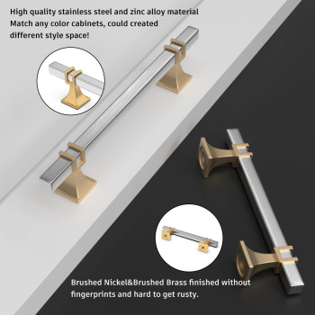 Homdiy 12 Pack 3 Inch Cabinet Pulls Brushed Nickel And Gold Cabinet Handles Nickel And Brass Cabinet Pulls Silver And Gold Draw