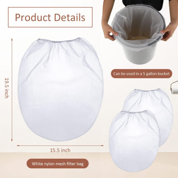 Patelai 10 Pcs 5 Gallon Paint Strainer Bags Regular Fine Meshelastic Top Bag Strainers For Use With Paint Sprayers White