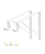 Yarssihha 2 Pack Closet Rod Bracket Wall Mounted Closet Shelf Bracket White Closet Rod Support Bracket With Screws