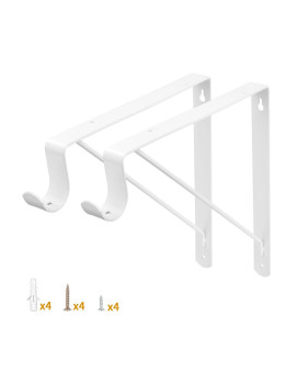 Yarssihha 2 Pack Closet Rod Bracket Wall Mounted Closet Shelf Bracket White Closet Rod Support Bracket With Screws