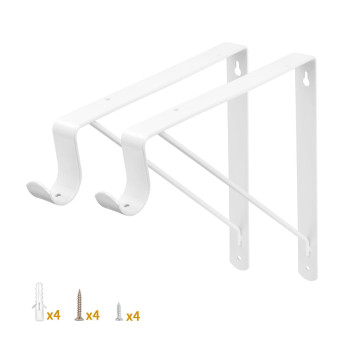 Yarssihha 2 Pack Closet Rod Bracket Wall Mounted Closet Shelf Bracket White Closet Rod Support Bracket With Screws