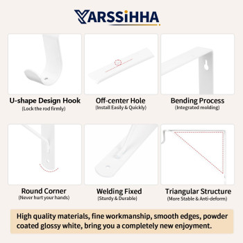 Yarssihha 2 Pack Closet Rod Bracket Wall Mounted Closet Shelf Bracket White Closet Rod Support Bracket With Screws