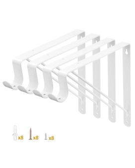 Yarssihha 4 Pack Closet Rod Bracket Wall Mounted Closet Shelf Bracket White Closet Rod Support Bracket With Screws