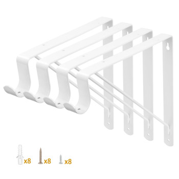 Yarssihha 4 Pack Closet Rod Bracket Wall Mounted Closet Shelf Bracket White Closet Rod Support Bracket With Screws