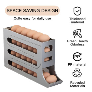 Zejorose Egg Dispenserautomatic Rolling Egg Tray Organizer 4Tiers Holds 28 Eggs Simultaneously Spacesaving Refrigerator Egg