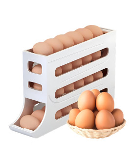 Zejorose Egg Dispenserautomatic Rolling Egg Tray Organizer 4Tiers Holds 28 Eggs Simultaneously Spacesaving Refrigerator Egg