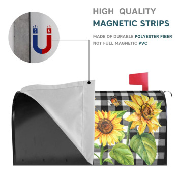 Checkered Sunflowers Mailbox Cover Summer Floral 21 Lx 18 W Magnetic Mailbox Cover Floral Standard Size Waterproof Mail Bo