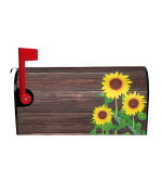 Sunflowers Wood Mailbox Covers Summer Floral Standard Size Magnetic Post Box Cover Wraps 21X18 Inches Waterproof Magnetic Mail