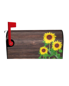 Sunflowers Wood Mailbox Covers Summer Floral Standard Size Magnetic Post Box Cover Wraps 21X18 Inches Waterproof Magnetic Mail