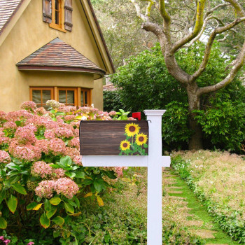 Sunflowers Wood Mailbox Covers Summer Floral Standard Size Magnetic Post Box Cover Wraps 21X18 Inches Waterproof Magnetic Mail