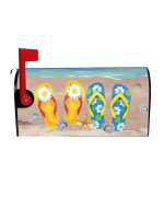 Flipflops Mailbox Cover Summer Beach Starfish Shells 21 X 18 Magnetic Mailbox Cover Standard Size Post Letter Box Wrap Fa