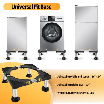 Toverkau Upgrade Mini Fridge Stand Height 8294 Adjustable Washer And Dryer Pedestal Universal Stand Base With 4 Strong