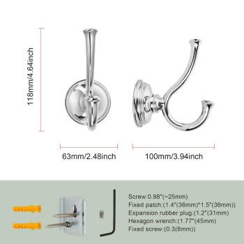 Tunny Towel Hook Bathroom2 Pack Polished Nickelpvdnickel Double Robetowel Hook Wall Mounted Hook For Bathroom Bedroom Kitch