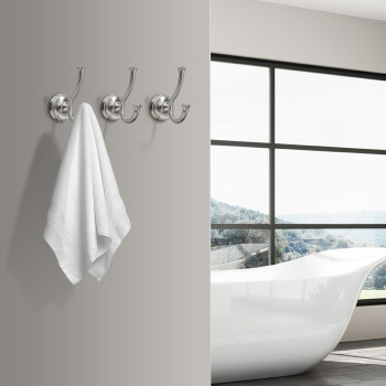 Tunny Towel Hook Bathroom2 Pack Brushed Nickel Double Robetowel Hook Wall Mounted Hook For Bathroom Bedroom Kitchen