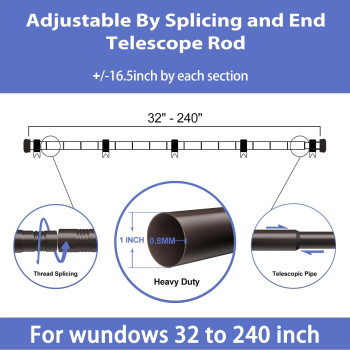 Curtain Rods For Windows 32 To 240 1 Inch Curtain Rod Set Heavy Duty Adjustable Curtain Rods Indooroutdoor Curtain Rod For B