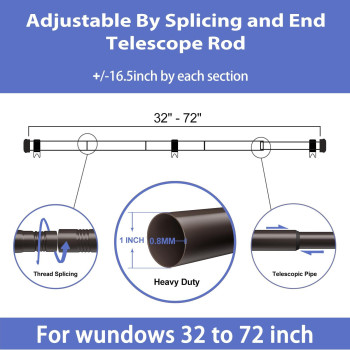 Zeerobee Curtain Rods For Windows 32 To 72 1 Inch Curtain Rod Set Heavy Duty Adjustable Drapery Rods Modern Indooroutdoor Cu