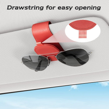 Sotfamily Sunglass Holder For Car Suede Cloth Magnetic Sunglasses Clip For Car Visor Glasses Holder Clip For Car 2 Packs Red