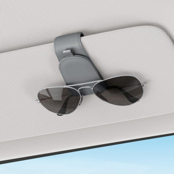 Sotfamily Sunglass Holder For Car Suede Cloth Magnetic Sunglasses Clip For Car Visor Glasses Holder Clip For Car 2 Packs Gra