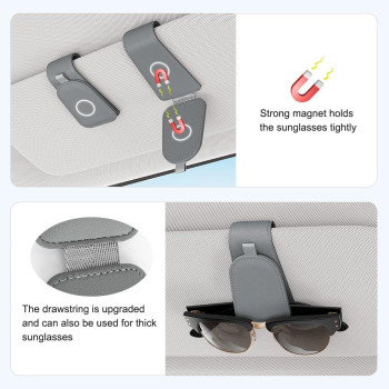 Sotfamily Sunglass Holder For Car Suede Cloth Magnetic Sunglasses Clip For Car Visor Glasses Holder Clip For Car 2 Packs Gra