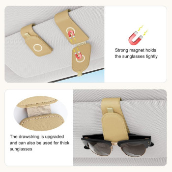 Sotfamily Sunglass Holder For Car Suede Cloth Magnetic Sunglasses Clip For Car Visor Glasses Holder Clip For Car 2 Packs Bei