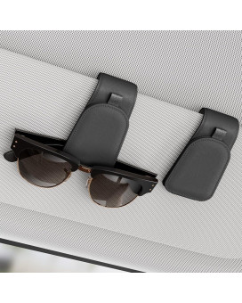 Sotfamily Sunglass Holder For Car Suede Cloth Magnetic Sunglasses Clip For Car Visor Sunglass Organizer For Car 2 Packs Blac