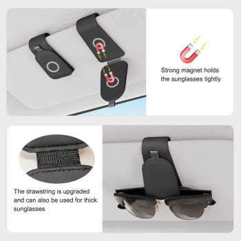 Sotfamily Sunglass Holder For Car Suede Cloth Magnetic Sunglasses Clip For Car Visor Sunglass Organizer For Car 2 Packs Blac