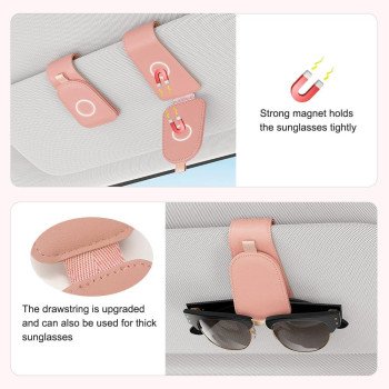 Sotfamily Sunglass Holder For Car Suede Cloth Magnetic Sunglasses Clip For Car Visor Glasses Holder Clip For Car 2 Packs Pin