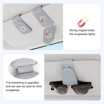 Sotfamily Sunglass Holder For Car Suede Cloth Magnetic Sunglasses Clip For Car Visor Glasses Holder Clip For Car 2 Packs Lig