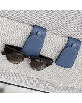 Sotfamily Sunglass Holder For Car Suede Cloth Magnetic Sunglasses Clip For Car Visor Glasses Holder Clip For Car 2 Packs Blu