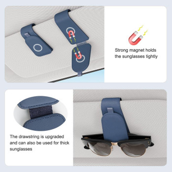 Sotfamily Sunglass Holder For Car Suede Cloth Magnetic Sunglasses Clip For Car Visor Glasses Holder Clip For Car 2 Packs Blu