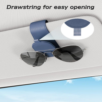 Sotfamily Sunglass Holder For Car Suede Cloth Magnetic Sunglasses Clip For Car Visor Glasses Holder Clip For Car 2 Packs Blu