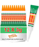 Wousedo 12 X 3G Super Glue Clear Strong Adhesive Super Glue Fast Drying Cyanoacrylate Glue For Wood Rubber Leather Plastic Me