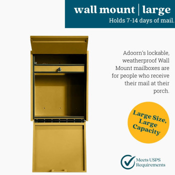 Wall Mount Mailbox Large Antitheft Locking Mailbox Weatherproof Mailboxes For Outside The House 185 H X 15 L X 75