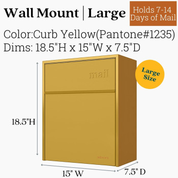 Wall Mount Mailbox Large Antitheft Locking Mailbox Weatherproof Mailboxes For Outside The House 185 H X 15 L X 75