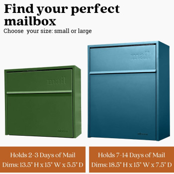 Wall Mount Mailbox Large Antitheft Locking Mailbox Weatherproof Mailboxes For Outside The House 185 H X 15 L X 75