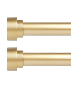 Hei Dear 2 Pack Gold Curtain Rods 18 To 60 Inch155Ft 1 Inch Heavy Duty Curtain Rods Adjustable Curtain Rod Set Modern Decor