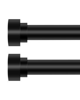 Hei Dear 2 Pack Black Curtain Rods 18 To 60 Inch155Ft 1 Inch Heavy Duty Curtain Rods Adjustable Curtain Rod Set Modern Deco