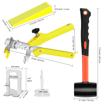 Storystore Tile Leveling System With Tile Pliers And Hammer 300 Piece Tile Spacer Clips And 100 Piece Reusable Wedges Tile In