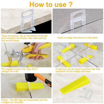 Storystore Tile Leveling System With Tile Pliers And Hammer 300 Piece Tile Spacer Clips And 100 Piece Reusable Wedges Tile In