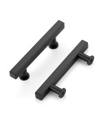 Joy Decor 10 Pack Matte Black 3 Inch Hole Center Cabinet Hardware Handles Stainless Steel Square Dresser Pulls Black Kitchen Dra