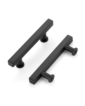 Joy Decor 10 Pack Matte Black 3 Inch Hole Center Cabinet Hardware Handles Stainless Steel Square Dresser Pulls Black Kitchen Dra