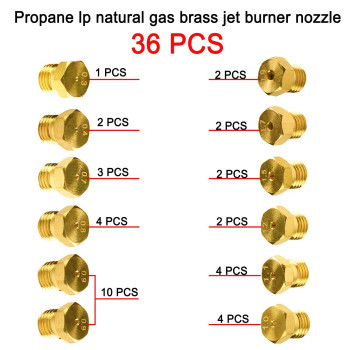 36Pcs Range Stove Oven Orifice Conversion Kit Propane Lp Natural Gas Brass Jet Burner Nozzle Replacement Parts M6X075 Mm Gas S