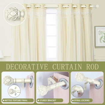 Tangwin White Curtain Rods For Windows 18 To 60 Inch155Ft 1Inch Adjustable Curtain Rod Heavy Duty Curtain Rods Netted Textur