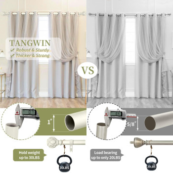 Tangwin White Curtain Rods For Windows 18 To 60 Inch155Ft 1Inch Adjustable Curtain Rod Heavy Duty Curtain Rods Netted Textur