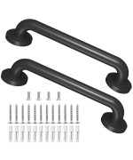 2 Pack 16 Inch Metal Industrial Handrail Grab Pipe Staircase Steps Indoor Exterior Outdoor Deck Hand Rail Safety Grab Bar Matte