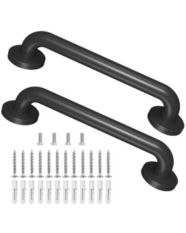 2 Pack 16 Inch Metal Industrial Handrail Grab Pipe Staircase Steps Indoor Exterior Outdoor Deck Hand Rail Safety Grab Bar Matte