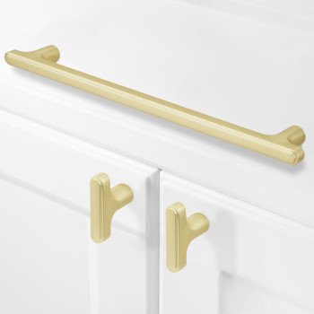 Amasideca 10 Pack Brushed Brass Cabinet Pulls 712 Inch Hole Centers Kitchen Cabinet Handles Zinc Alloy Gold Drawer Pulls Solid